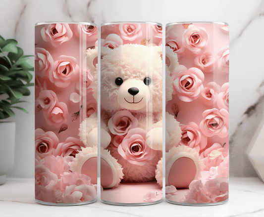 Pink bear valentine 20 oz tumbler