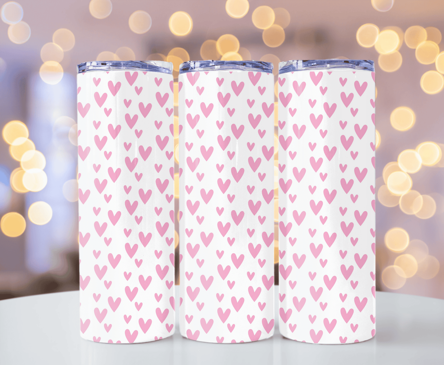 Many pink hearts valentine 20 0z tumbler