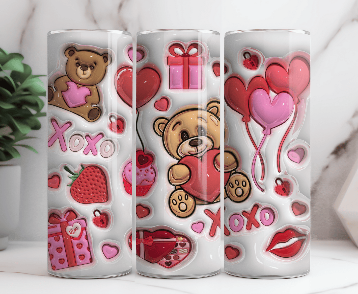 Bear love valentine 20 oz tumbler