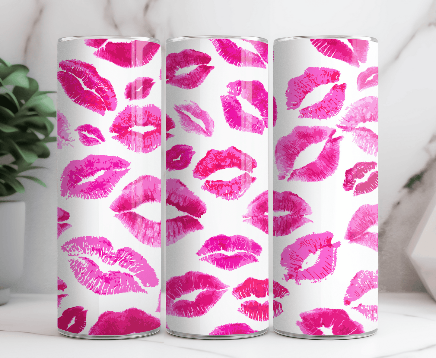 Pink valentine kisses 20 oz tumbler