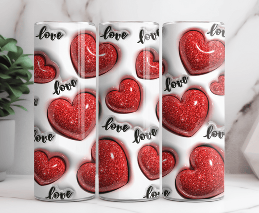 Red heart love valentine 20 oz tumbler