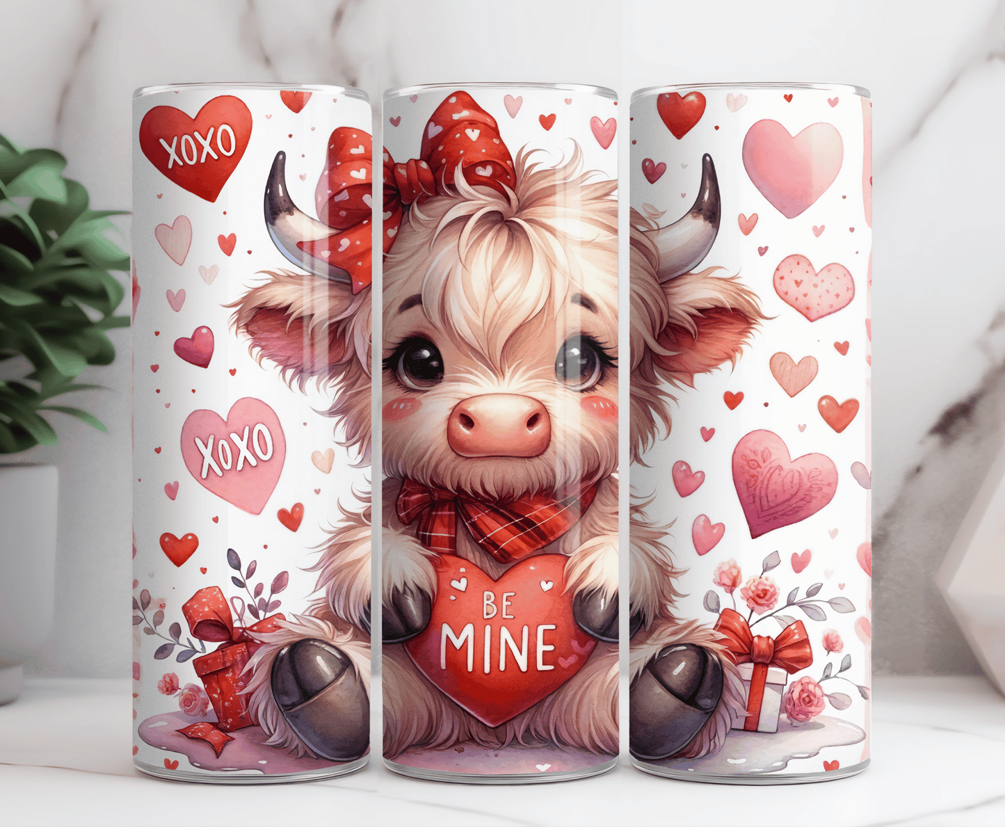 Highland cow be my valentine 20 oz tumbler