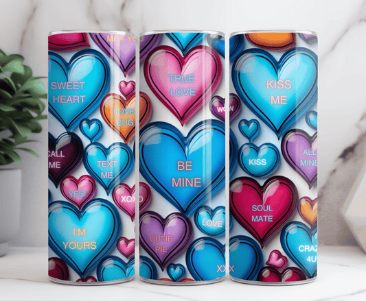 Hearts valentine 20 oz tumbler