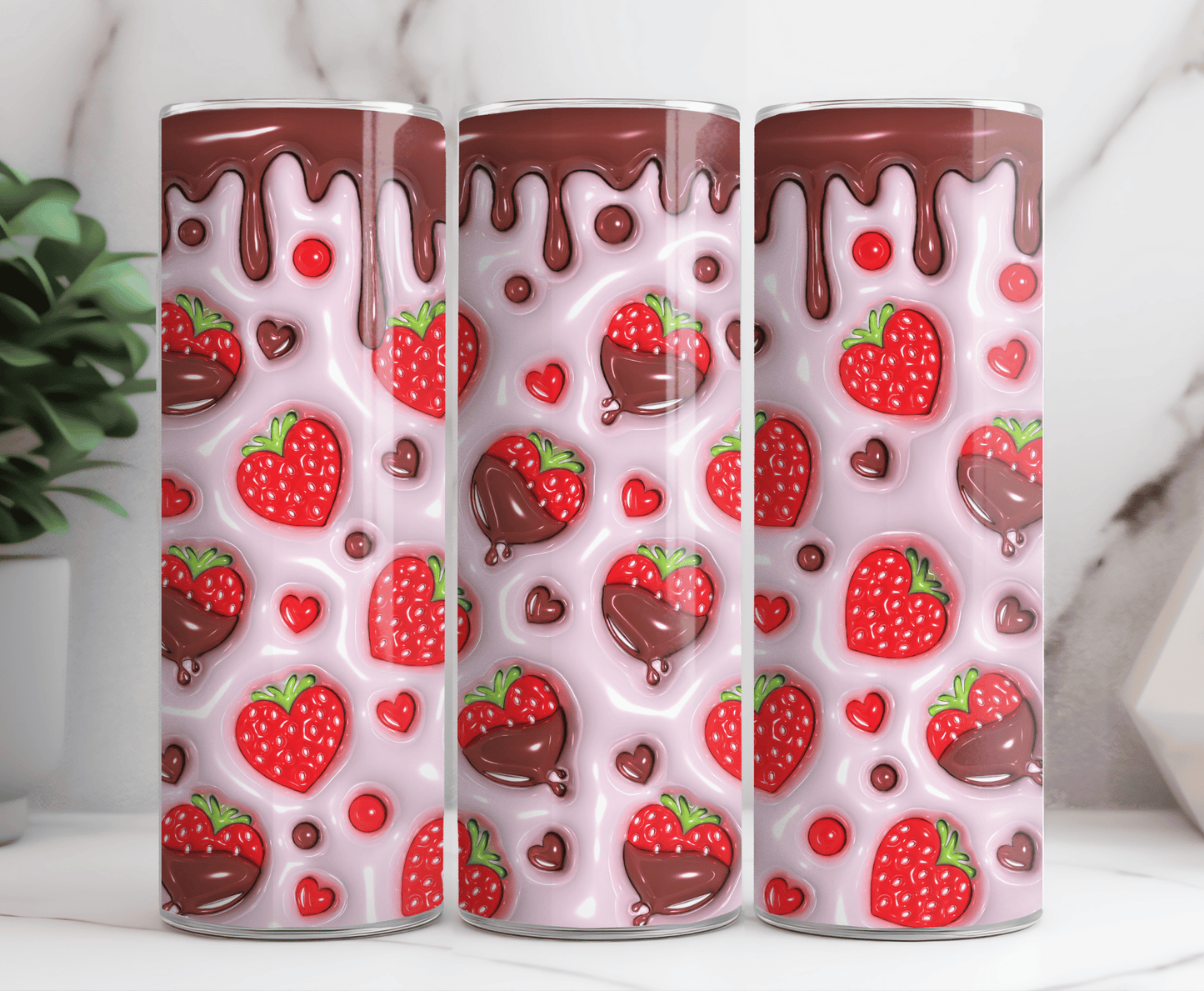 Chocolate strawberry valentine 20 oz tumbler