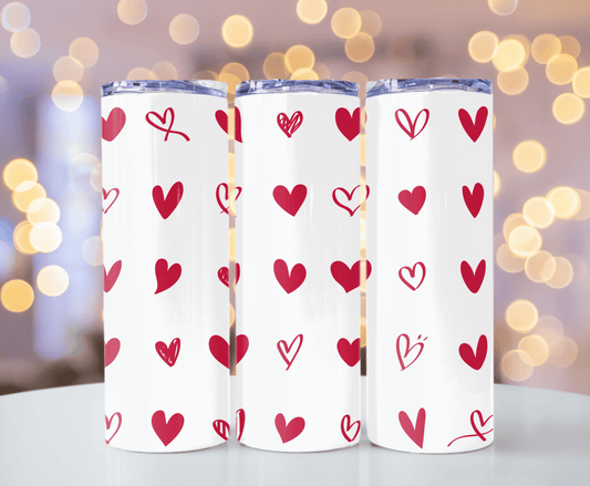 Red heart valentine 20 oz tumbler