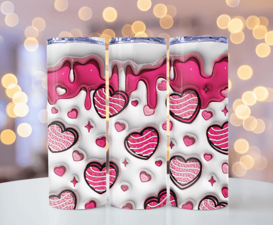 Pink puff heart valentine 20 oz tumbler