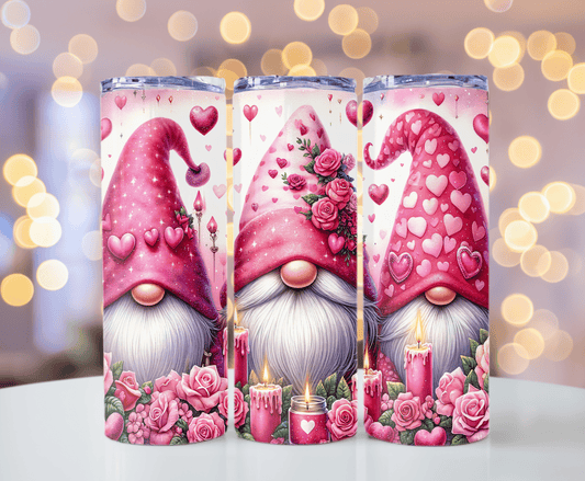 Pink gnome valentine 20 oz tumbler