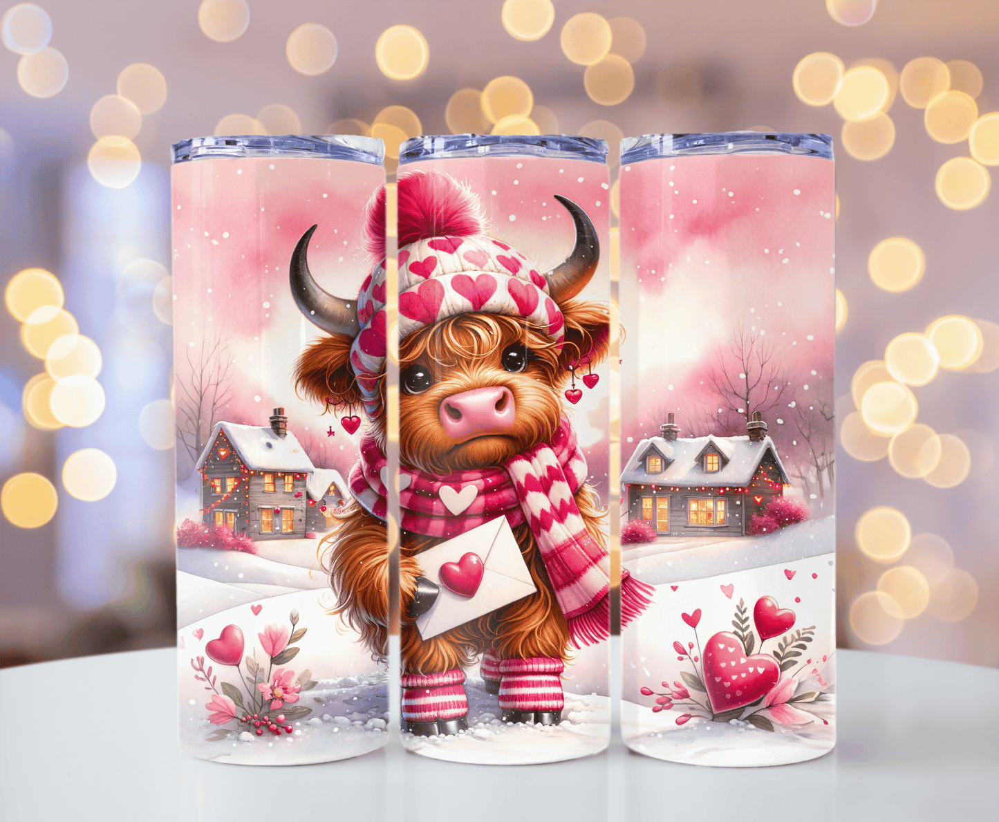 Highland cow valentine letter 20 oz tumbler