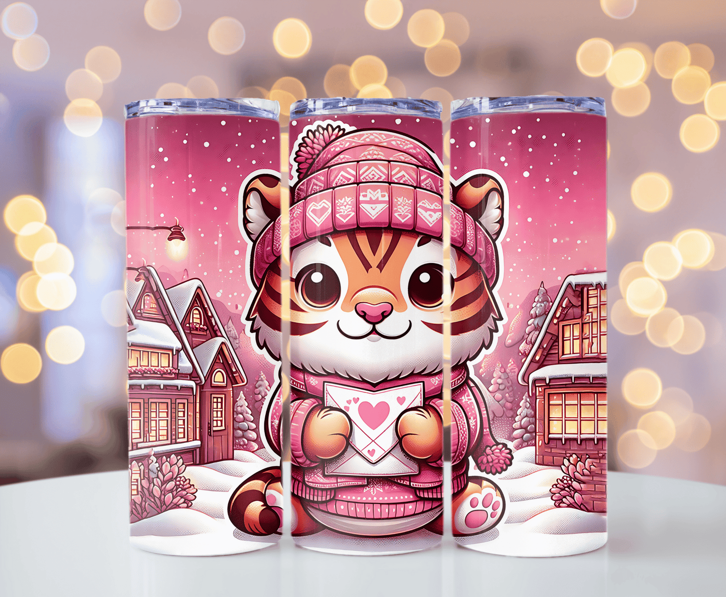 Tiger valentine 20 oz tumbler