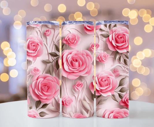 Pink valentine roses 20 oz tumbler