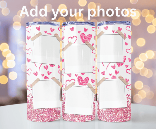 Pink heart custom photo 20 oz tumbler