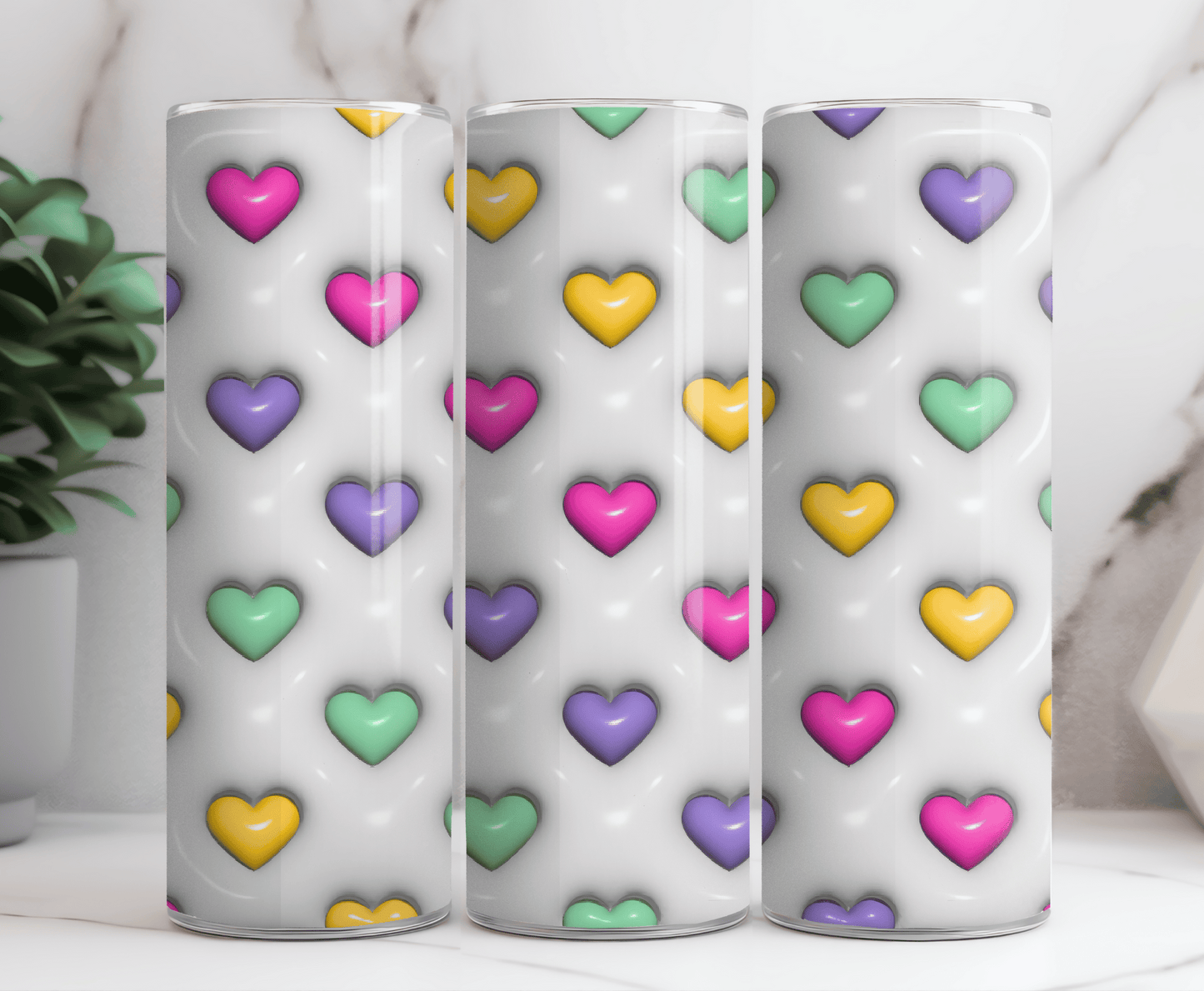 Multi color hearts valentine 20 oz tumbler