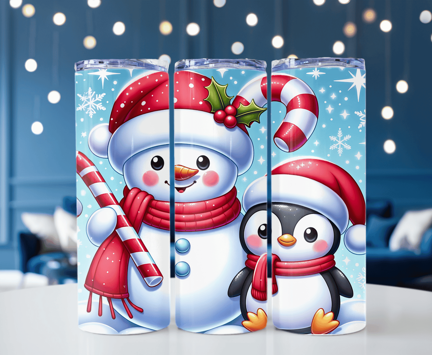 Penguin snowman tumbler