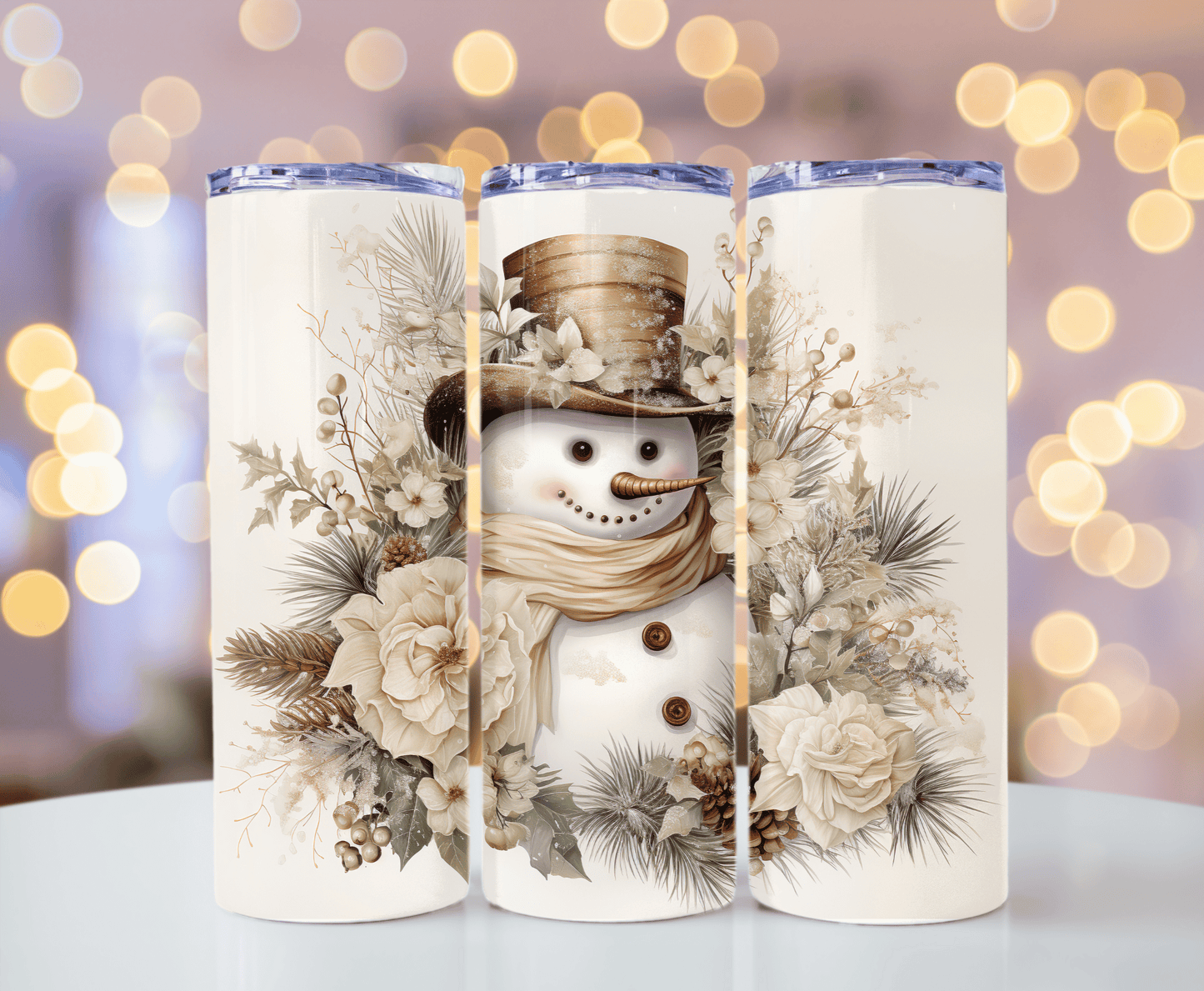 Floral snowman tumbler