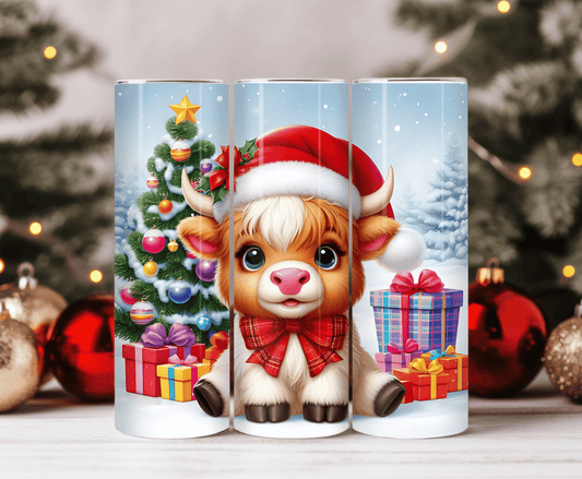 Christmas highland cow tumbler